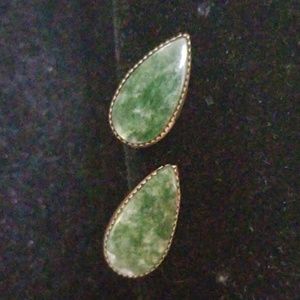 Vintage Dark jade clip earrings